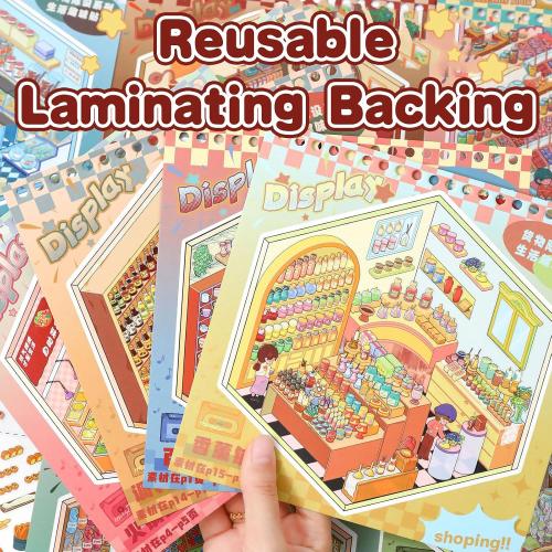 10 Sets Big DIY 3D Sticker Scene Book for Kids Adults