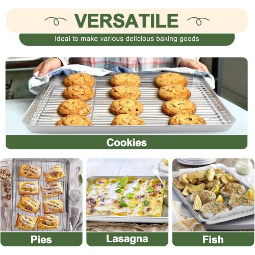 TeamFar Baking Sheet with Rack Set, 3 Pans   3 Racks, 16/12.5/10.5 Inch