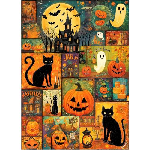 1000 Piece Puzzle for Adults, Halloween Themed Collage