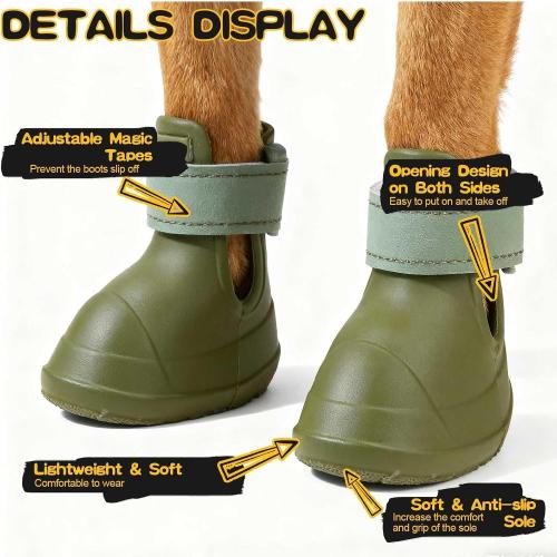 EXPAWLORER Dog Shoes for Hot Pavement Small Medium Large Dogs, Waterproof Non-Slip Dog Summer Booties with Socks, Easy On & Off Pet Boots & Paw Protectors, Easy-Clean for Beach Outdoor Rain (Green L)