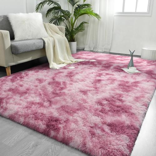 FlyDOIT Large Area Rugs for Living Room, 4x6 Feet Tie-Dyed Blush Shaggy Rug Fluffy Throw Carpets, Ultra Soft Plush Modern Indoor Fuzzy Rugs for Bedroom Girls Kids Nursery Room Dorm Home Decor