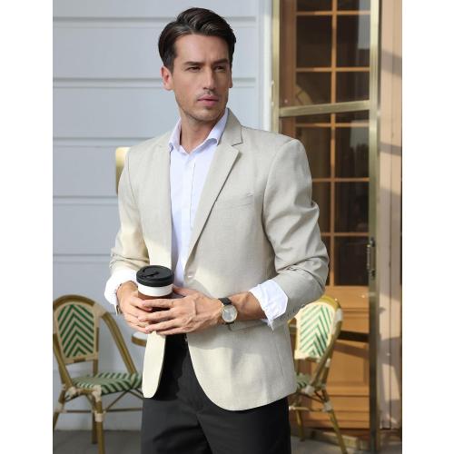 SIZE XL ❗ ❗ Men Blazers, Sport Coats for Men Suit Jackets and Blazers Casual Classic Fit Two Button Comfy Lightweight Blazer Work Office Linen Casual Sport Coat Blazer Jacket (Khaki XL)