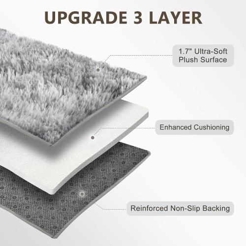 Extra Large Fluffy Area Rugs for Living Room Tie-Dyed Light Grey