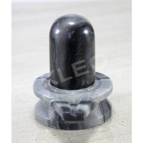 Black Marble Stone Shiva Lingam Shiv Ling Idol Murti Statue (3.5 Inches)