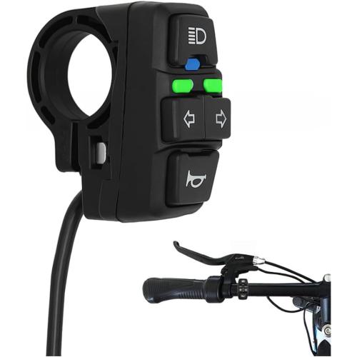Motorcycle Head Light Turn Switch, 7/8 Ebike Horn Turn Signal Lamp Control with Wire Harness, Motorbike Handlebar Warning Button Mount, Compatible for Dirt Bike Scooter