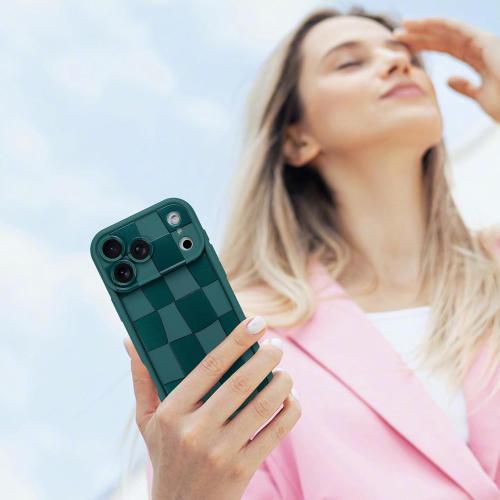 KANGHAR Compatible with iPhone 17 Pro Case 2025 Checkered Pattern -Green