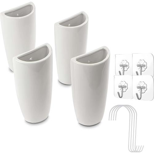 Pack of 4 Ceramic Radiator Hanging Humidifiers with S-Shaped Hooks White Radiator Water Evaporator for Healthy Room Air Moisture