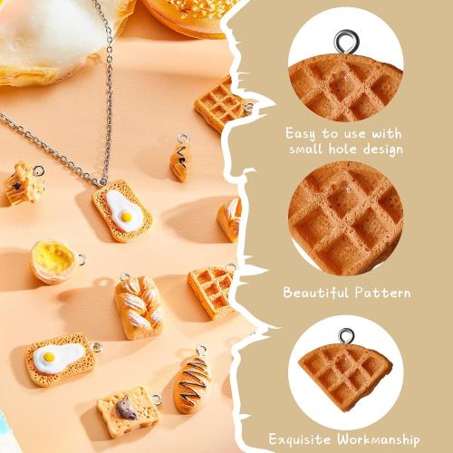 Sureio 60 Pcs Bread Toast Charm Bulk Resin Food Charms for Jewelry Making