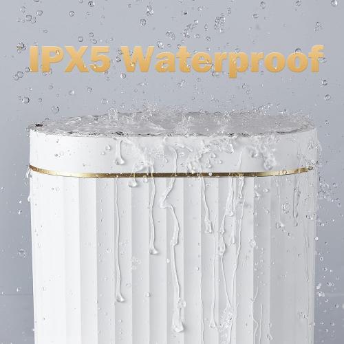 ELPHECO Bathroom Trash Can with Lid, 2 Gallon, Motion Sensor, White Gold
