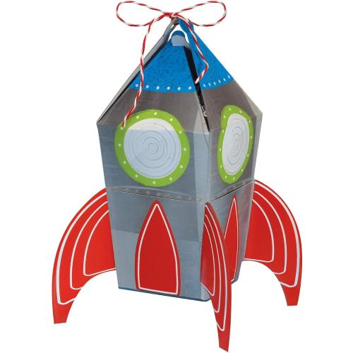 Blast Off Birthday Favor Box - 5.5 x 2 (Pack of 8) - Vibrant & Unique Rocket Shaped Paper Boxes - Perfect for Party Favors & Gifts