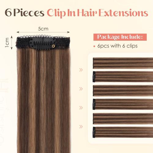 Hairro 6PCS 6 Clips In Short Hair Extensions Remy Real Human Hair Clip Ins Mini Clip On Hairpin Hairpieces For Women 31g 10 Inch #2RP6