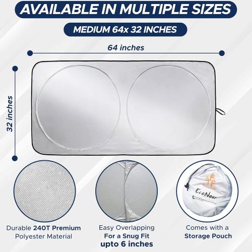 Econour Car Windshield Sun Shade, Front Window Sun Blocker for SUVs,Sedan