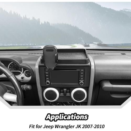 JeCar for JK Phone Holder Mount Center Console Dash Tray Storage Organizer for 2007-2010 Jeep Wrangler JK JKU