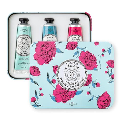 La Chatelaine 20% Shea Butter Hand Cream Travel Size Tin, Gift Set for Women, Nourishing Hand-Care Set for Holiday (Coconut Milk, Shea, Sweet Almond or Rose Blossom)