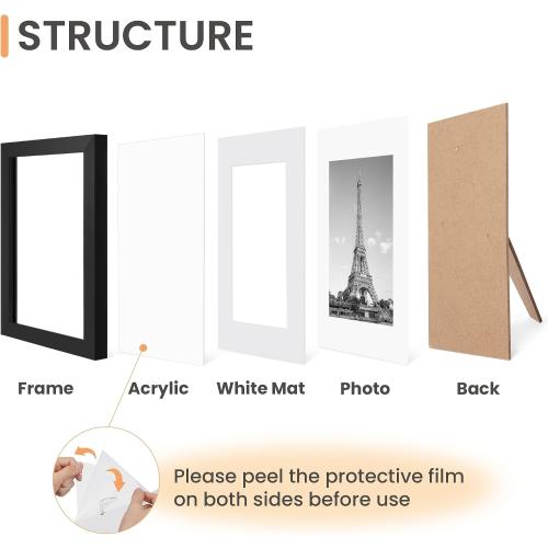upsimples 5x7 Picture Frame, Photo Collage Wall Decor Set of 10, Black