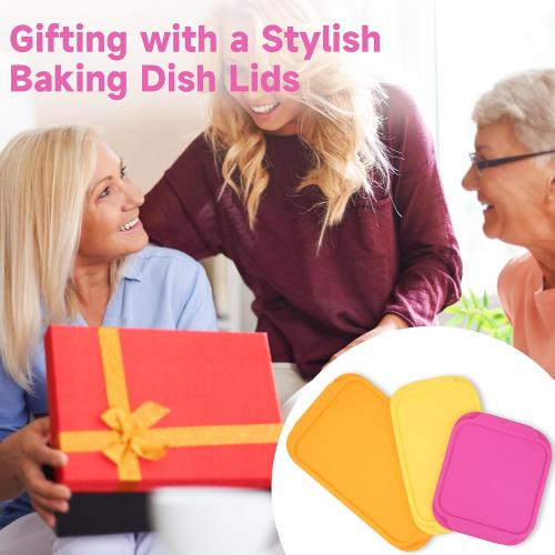 Silicone Lids for Pyrex 222丨232丨233丨222-D丨232-D丨233-D Glass Baking Dish, 3 Pack Silicone Lids for Pyrex Glass Baking Dish, Dishwasher & Freezer & Microwave Safe (Baking Dish Not included)