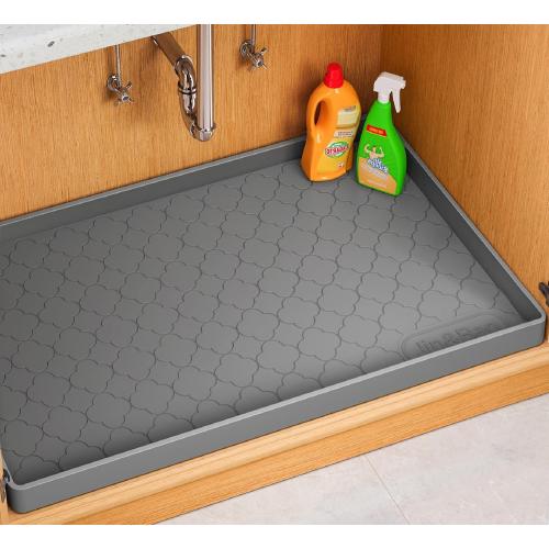 Jin&Bao Under Sink Mat 34 x 22 Waterproof Silicone Cabinet Kitchen Liner