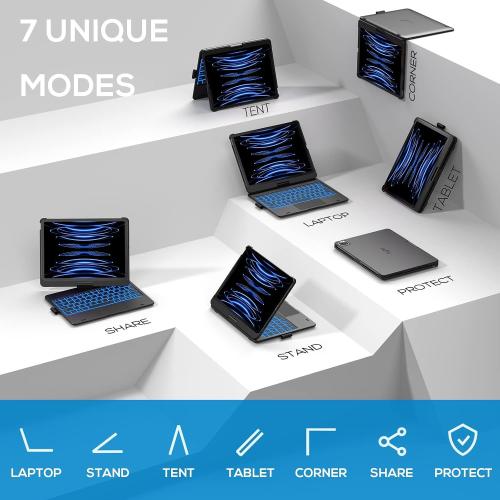 typecase Touch Keyboard Case for iPad Air 11/Pro 11 Gen 1-4, 360° Rotating