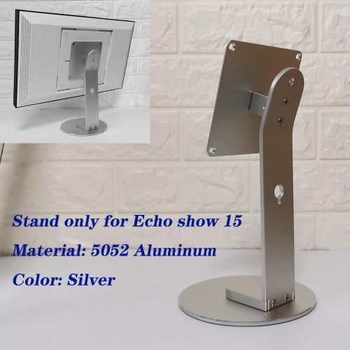 ATOPCAENRT Made for Amazon Echo Show 15 Tilt and Swivel Stand - Premium Aluminum Design, Adjustable and 360-degree Rotatable Display Screen for Portrait and Landscape Orientations Silver