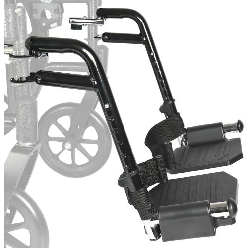 Universal Wheelchair Footrest Replacement - Adjustable Composite Footboard & Heel Loop, Foldable Comfort Support, Affordable, Black, Lightweight, Easy Installation
