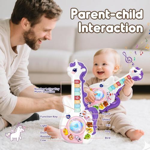 Marstone Toddler Unicorn Musical Learning Guitar 1–3 Years Old Boy and Girl
