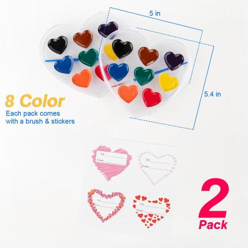 ARTLYMERS Valentines Day Gifts for Kids, 2 Pack Heart Watercolor Paint Set