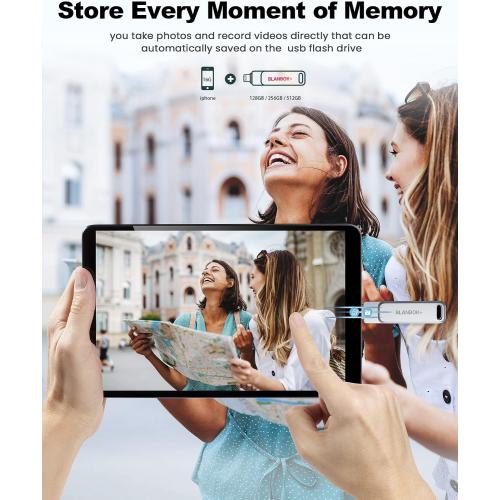 MFi Certified 128GB Photo Stick for iPhone Flash Drive,USB Memory Stick Thumb Drives High Speed USB Stick External Storage Compatible for iPhone/iPad/Android/PC