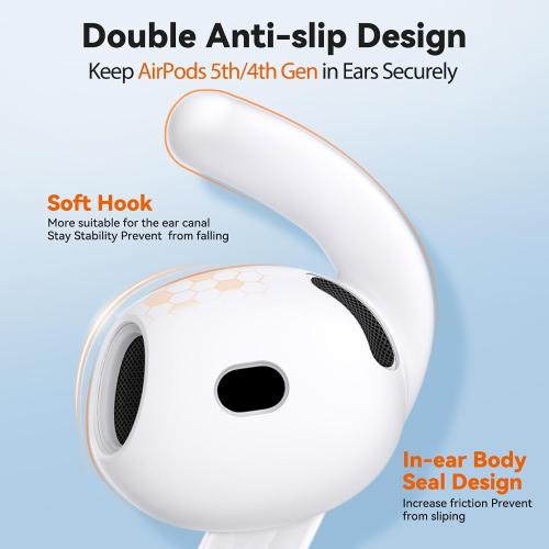 4 Pairs Anti-Slip for AirPods 5 / AirPods 4 Ear Tips Hooks (White)