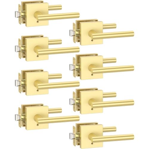 Asidrama 8 Pack Brushed Gold Privacy Interior Door Handles