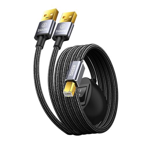 Printer Cable Splitter 2 in 1 Out, USB 2.0 Sharing Switch for Two Computers to One USB Device, 3.5m/11.5ft USB A to B Data Cable for Printer, Scanner, Keyboard, Mouse, Plug and Play