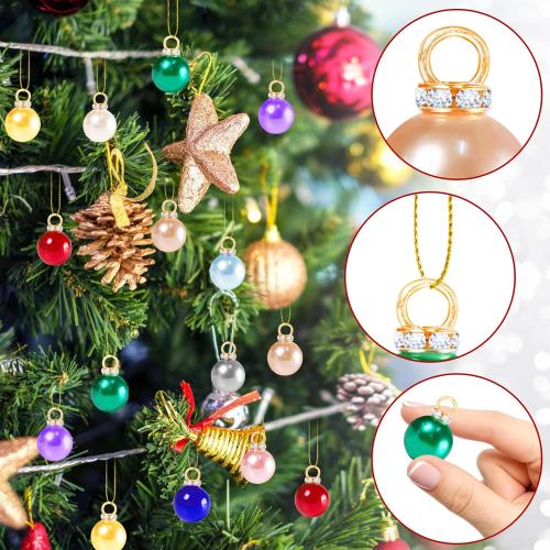 120 PCS Mini Christmas Balls Ornaments,0.6/16mm Miniature Glitter Balls,Hanging Ornament Pendants for Xmas Tree,DIY Craft,Outdoor Indoor Decor(10 Colors)