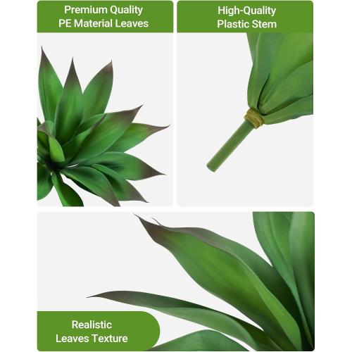 Set of 2 Size 14 Velener Artificial Outdoor Agave Plant - Small Size UV Resistant Fake Agave Plants for Indoor and Outdoor Decor(Purple, 14 Inch)-2 Pack