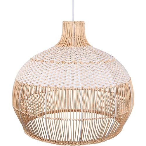 Arturesthome White Rattan Pendant Light for Kitchen Island Sink, Wicker Chandelier, Handmade Woven Hanging Ceiling Light Lampshade