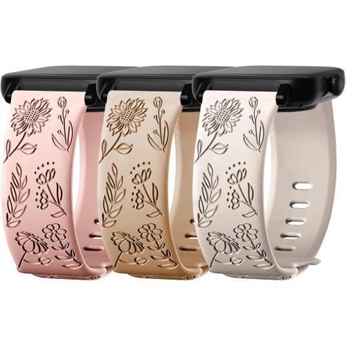 3 Pack Flower Pattern Bands Compatible with IDW13 IDW16 IDW19 Smartwatch,22mm Soft Silicone Strap for Fitpolo/Woneligo IDW13/FITVII HM57/H56/ID208 Plus/TOOBUR/ENOMIR/Gydom/Veryfit IDW19 Watch