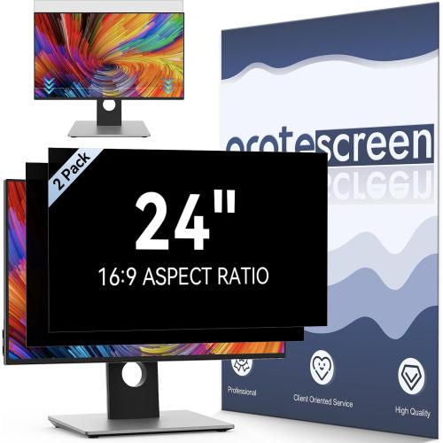 [2-Pack] 23.8Inch Computer Privacy Screen Filter for 16:9 Widescreen Monitor, Removable Eye Protection Anti Glare Blue Light Filter Privacy Shield, Anti Spy Screen Protector Film 24 in