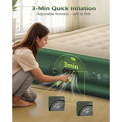 Air Mattress Queen with Built in Pump, Full-Wrap Pongee Fabric