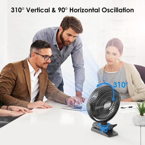 Minthouz 8'' portable Clip on Fan Rechargeable, 12000mAh USB Desk Fan,Black
