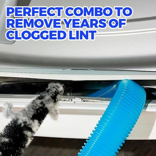 Holikme 2 Pieces Dryer Vent Cleaner Kit, Dryer Lint Vacuum Attachment and Flexible Dryer Lint Brush, Dryer Vent Vacuum Hose Attachment,Blue