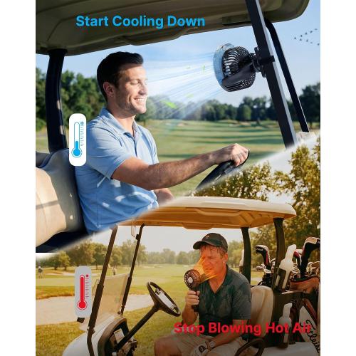BOYISEN Magnetic Golf Cart Fan with Mister, 12000mAh Battery Portable Fan