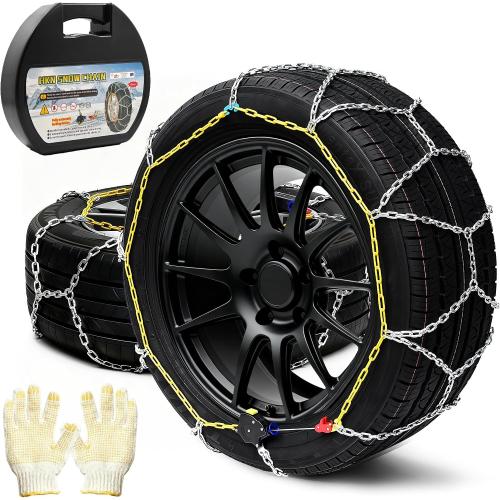 Auto Tightening Snow Chains Tire Chains Quick Easy Installation HKN140 Set of 2 for Cars SUV Pickup Trucks RV 215 225 235 245 255 265 275 Winter Emergency Tire Traction for Snow Ice