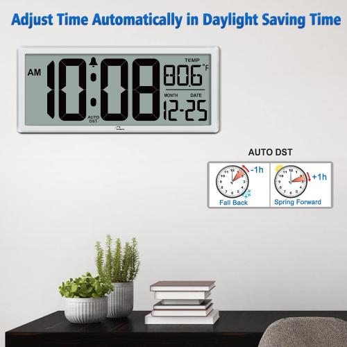 WallarGe 14.5'' Large Digital Wall Clock Battery Operated