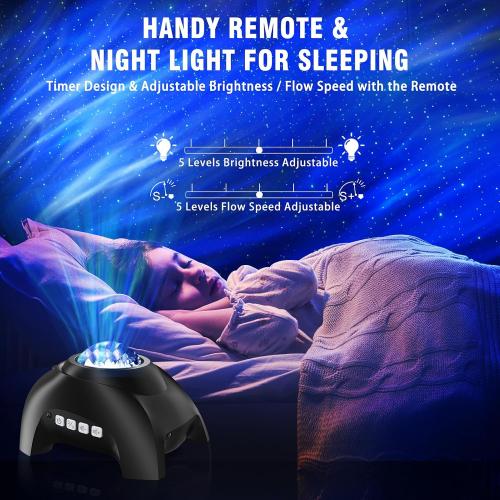 Northern Lights Aurora Projector for Bedroom with Music Bluetooth Speaker and White Noise, Galaxy Projector, Starry Night Light Projectors for Kids Adults Gaming Room