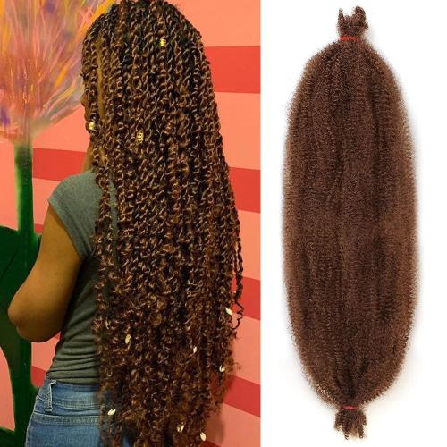 8 Packs Pre-Separated Spring Twsit 30 Inch Soft Springy Afro Twist Hair For Soft Faux Locs Honey Brown Long Marley Twist Crochet Braiding Synthetic Hair Extension For Women (8 Strands/Pack,30#)