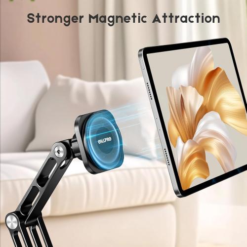 OHLPRO Universal Magnetic iPad Stand for Desk, Foldable Tablet Holder with 360° Rotation, Aluminum Desktop Mount for iPad/Tablet/Monitor up to 15.6, Office Desk Accessories Men/Women Gifts