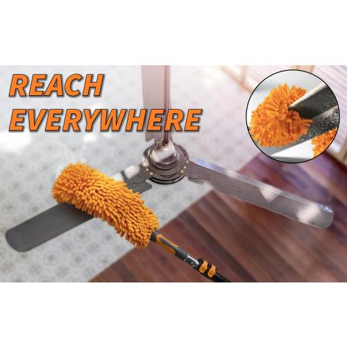 5-8 ft Long Telescopic Extension Pole // Multi-Purpose Extendable Pole with Universal Twist-on Metal Tip // Lightweight and Sturdy // Best for Painting, Dusting and Window Cleaning