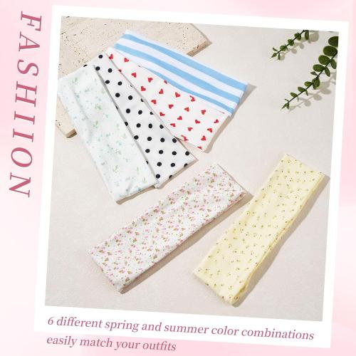 QIUTIMIY Headbands for Women Non Slip - 6 Pack Soft Stretchy Cotton Hair Bands for Women’s Hair – Fashion Sports Headbands for Yoga, Workout, Running, Gym, Daily Wear（Style 1）