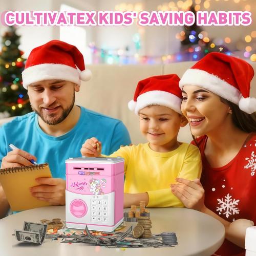 JUNEU Unicorn Piggy Bank for Kids - Electronic Musical Money Bank for Girls