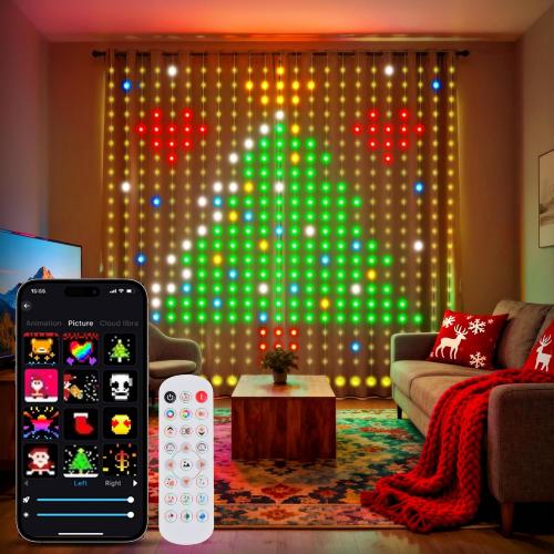LED Curtain Light, 400 LEDs, Smart RGB IC Color Changing Holiday Wall Lights, 3.3x3.3ft Indoor Dynamic DIY LED String Lights, APP Remote Control, For Bedroom, Living Room, Window Decor, Party, Wedding