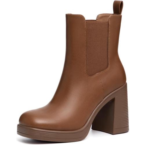 Athelfit Women's Chunky Heel Platform Chelsea Ankle Boots 8‼️