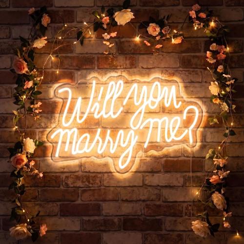 Will You Marry Me Neon Sign, 21.7x13.8 Inch LED Light Up Letters